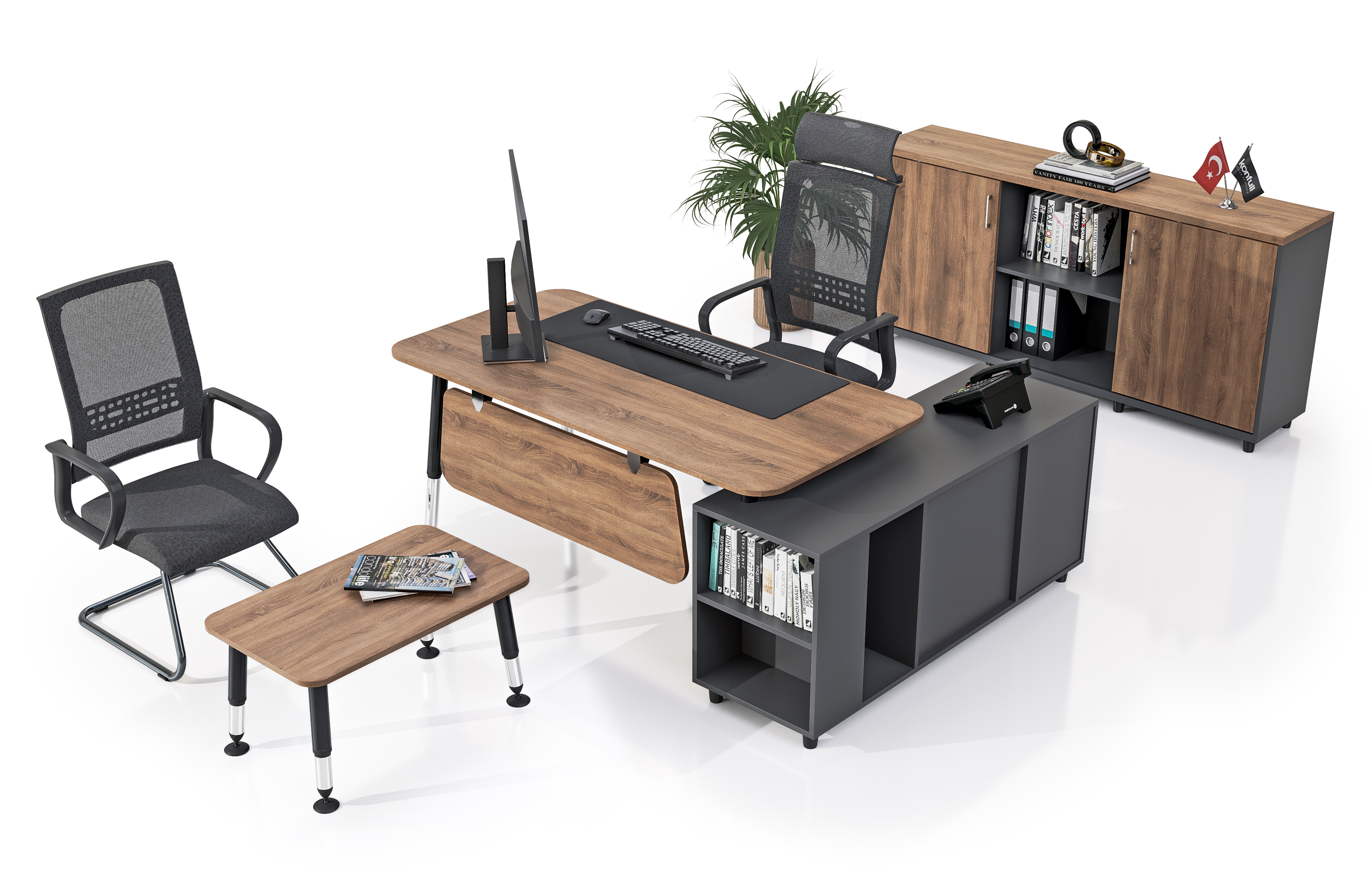 Konfull Study Desks Beril ETA / Kafkas Meşe-Antrasit Gri